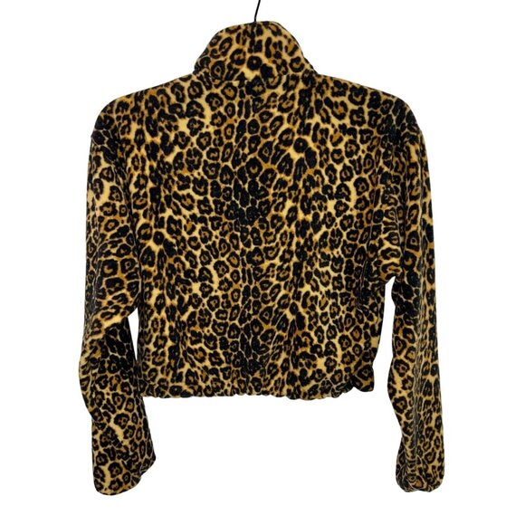Aritzia TNA cropped fleece pullover leopard print -Size XXS - Picture 3 of 7
